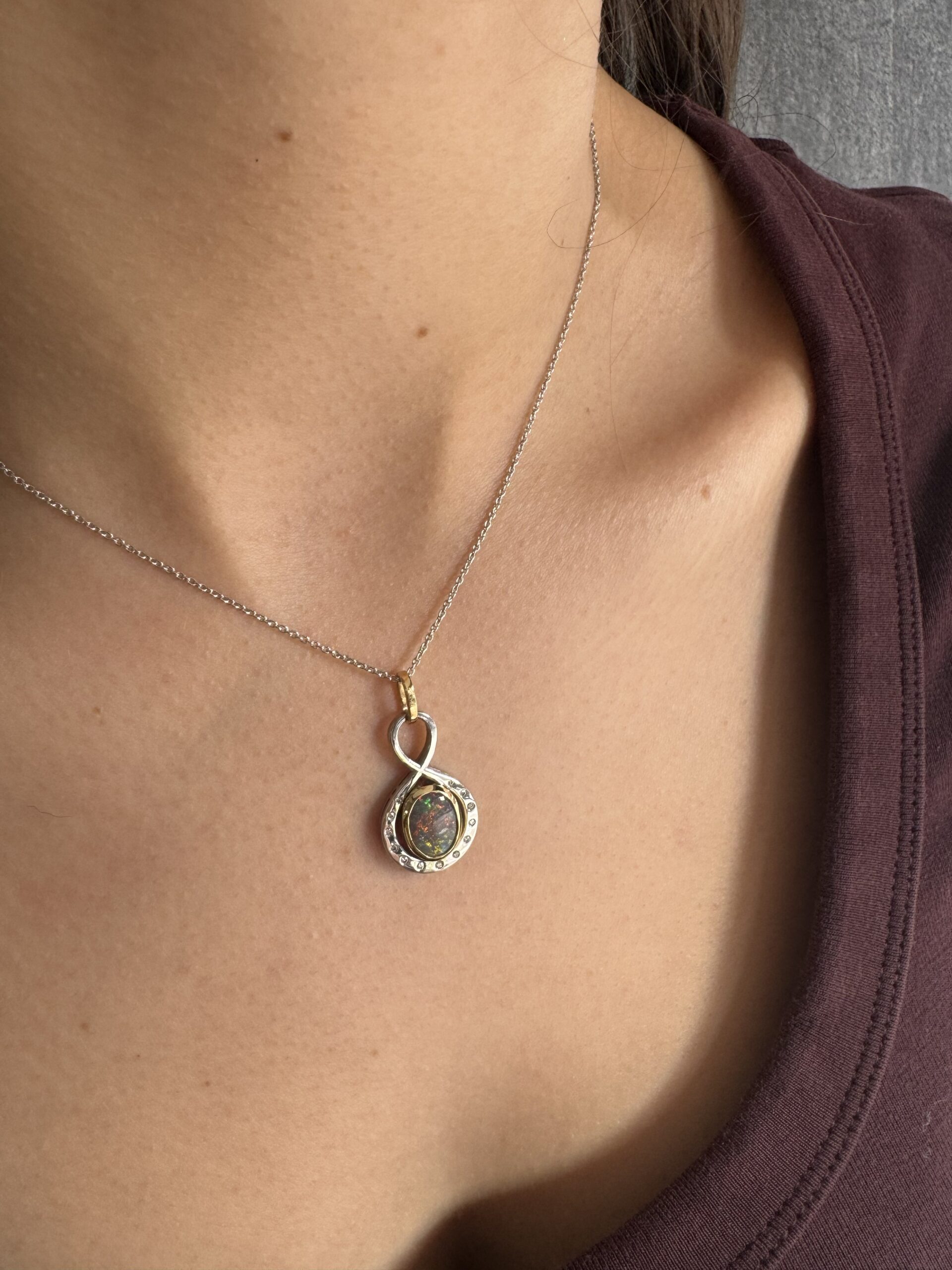 Black Opal and Diamond Pendant - Image 4