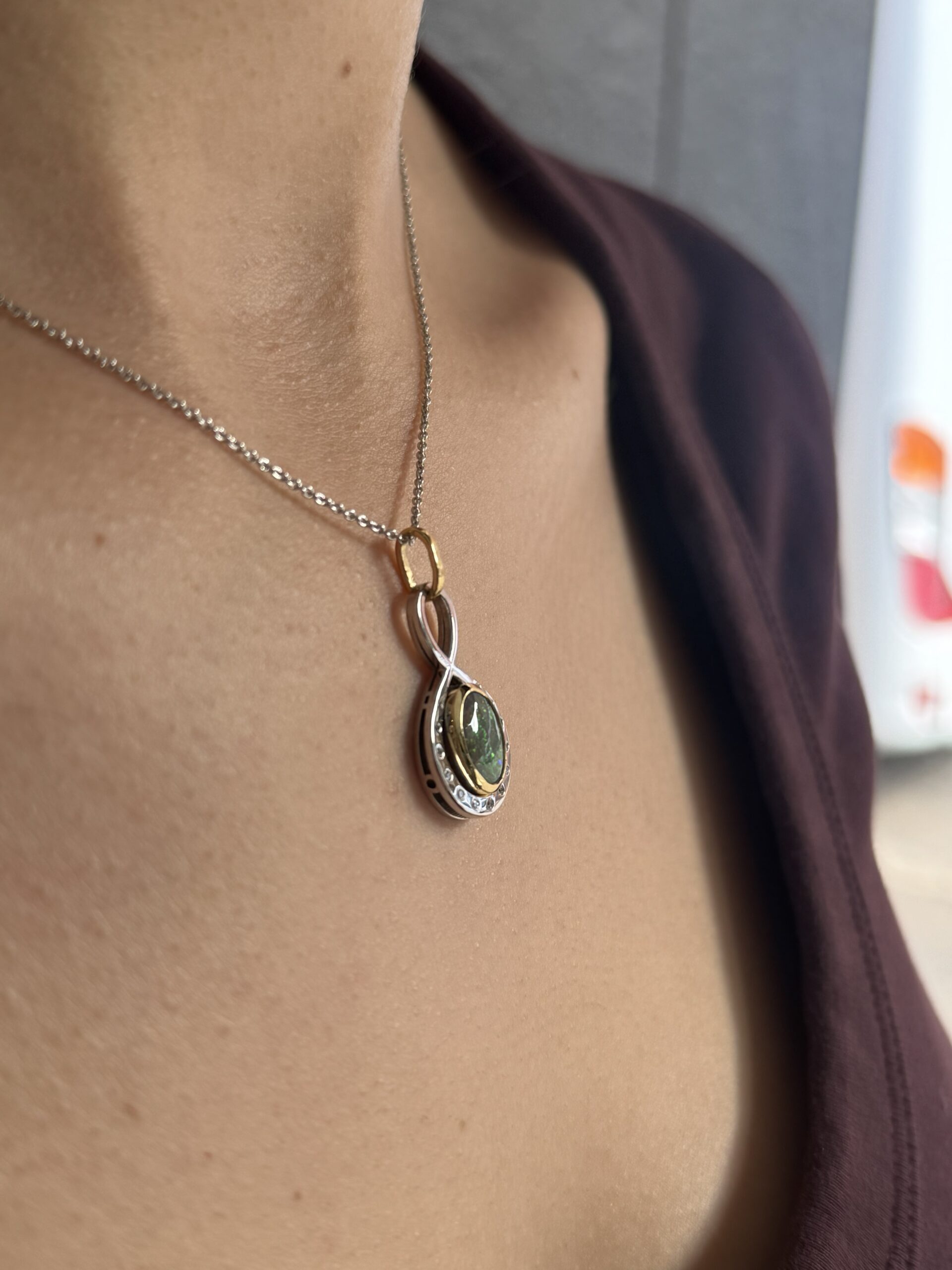 Black Opal and Diamond Pendant - Image 3